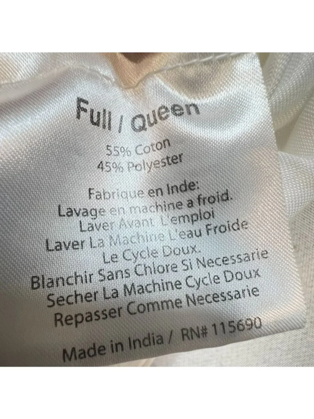 Italian Hotel Collection Pacific Coast Full/Queen Duvet Cover Bedding White Zip